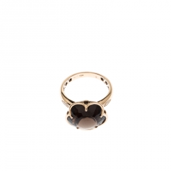 Pasquale Bruni Bon Ton Smoky Quartz Diamond 18k Rose Gold Flower Ring Size 56