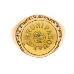 Pasquale Bruni Yellow Cabochon Diamond 18k Yellow Gold Ring 57