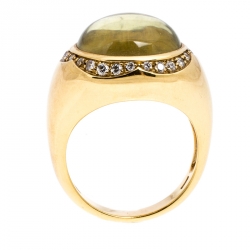 Pasquale Bruni Yellow Cabochon Diamond 18k Yellow Gold Ring 57