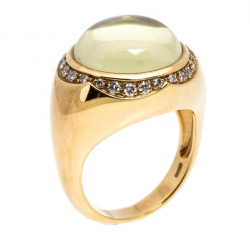 Pasquale Bruni Yellow Cabochon Diamond 18k Yellow Gold Ring 57