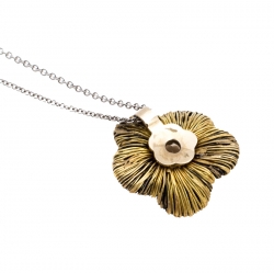 Pasquale Bruni Penelope Smoky Quartz 18k Two Tone Gold Flower Pendant Necklace