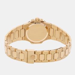 Pre Owned Patek Philippe Black 18k Yellow Gold Nautilus 4700/003J Quartz Women's Wristwatch 27 mm