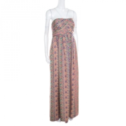 Paul and Joe Multicolor Mini Fish Scale Print Bandeau Maxi Dress L