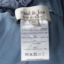 Paul and Joe Powder Blue Crepe Floral Lace Back Detail Wide Leg Vahine Jumpsuit L