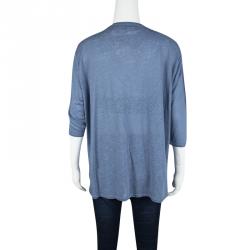 Paul and Joe Blue Linen Oversized V-Neck Top S