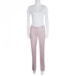 Paul and Joe Blush Pink Wool Contrast Piping Detail Trousers M