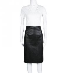 Paul & Joe Black Lamb Leather Moncuir Pencil Skirt M