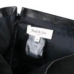Paul & Joe Black Lamb Leather Moncuir Pencil Skirt M
