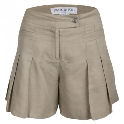 Paul & Joe Beige Pleated High Waist Shorts M