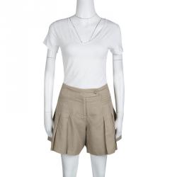Paul & Joe Beige Pleated High Waist Shorts M
