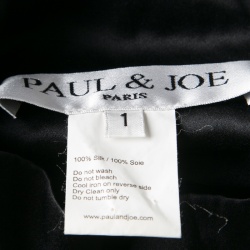 Paul and Joe Black Silk Velvet Panel Detail Long Sleeve Blouse S