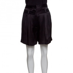 Paul and Joe Black Satin Double Waist Band Detail Shorts M