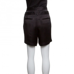 Paul and Joe Black Satin Double Waist Band Detail Shorts M