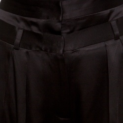 Paul and Joe Black Satin Double Waist Band Detail Shorts M
