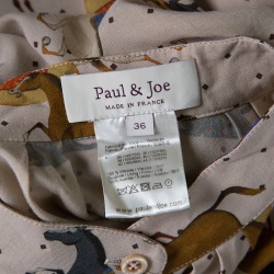 Paul and Joe Beige Horse Print Dolman Sleeve Pleated Shirt Dress S