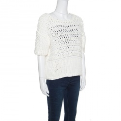 Paul and Joe Off White Chunky Open Knit Oversized Top M
