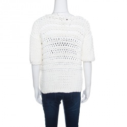 Paul and Joe Off White Chunky Open Knit Oversized Top M