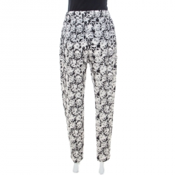Paul and Joe Monochrome Cat Print Jacquard Silk Relaxed Poum Pants L