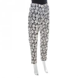 Paul and Joe Monochrome Cat Print Jacquard Silk Relaxed Poum Pants L