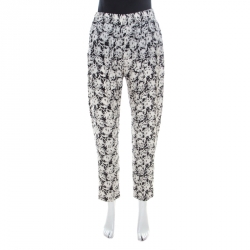 Paul and Joe Monochrome Cat Print Jacquard Silk Relaxed Poum Pants L