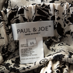 Paul and Joe Monochrome Cat Print Jacquard Silk Relaxed Poum Pants L