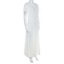 Paul and Joe Cream Multi Lace Tulle Paneled Maxi Dress M
