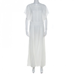 Paul and Joe Cream Multi Lace Tulle Paneled Maxi Dress M