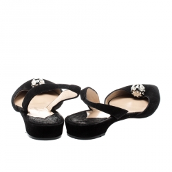 Paul Andrew Black Suede Rhea Jewel Pointed Toe Flats Size 39