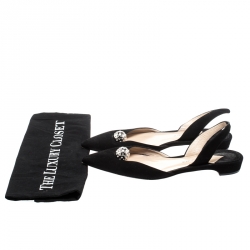 Paul Andrew Black Suede Rhea Jewel Pointed Toe Flats Size 39