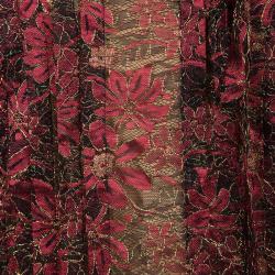 Pre Owned Paule Ka Red Lurex Floral Lace Pleated Shirt Dress XL