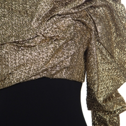 Pre Owned Paule Ka Gold and Black Draped Bodice Detail Evening Gown M