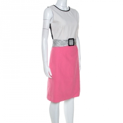 Pre Owned Paule Ka Colorblock Cotton Sleeveless Dress M