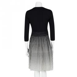 Paule Ka Monochrome Dotted Skirt Detail Long Sleeve Dress S