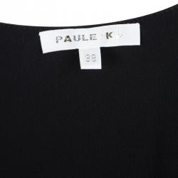 Paule Ka Monochrome Dotted Skirt Detail Long Sleeve Dress S