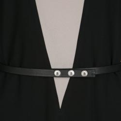 Pre Owned Paule Ka Black Contrast Neck Panel Detail Belted Dress M