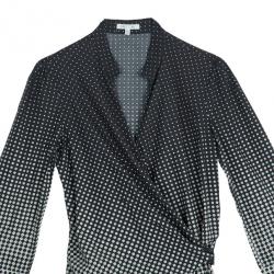 Pre Owned Paule Ka Black Polka Dot Wrap Dress S