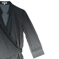 Pre Owned Paule Ka Black Polka Dot Wrap Dress S