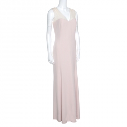 Pre Owned Paule Ka Blush Pink Tulle Strap Bow Detail Sleeveless Gown XL