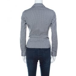 Pre Owned Paule Ka Black and White Gingham Tie Knot Wrap Shirt S