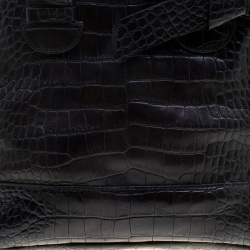 Paule Ka Black Croc Embossed Leather Bow Satchel