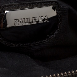 Paule Ka Black Croc Embossed Leather Bow Satchel
