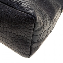 Paule Ka Black Croc Embossed Leather Bow Satchel