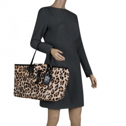 Paule Ka Leopard Print Pony Hair and Leather Tote