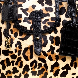 Paule Ka Leopard Print Pony Hair and Leather Tote