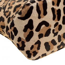 Paule Ka Leopard Print Pony Hair and Leather Tote