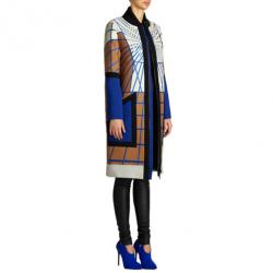 Peter Pilotto Colour-Block Printed Woolen Coat L