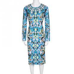 Pre Owned Peter Pilotto Graphic Print Compact Jersey Fitted Start Dress L