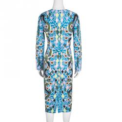 Pre Owned Peter Pilotto Graphic Print Compact Jersey Fitted Start Dress L