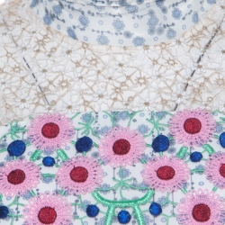 Pre Owned Peter Pilotto White Floral Print Lace Panelled Ruffled Silk Georgette Dress S