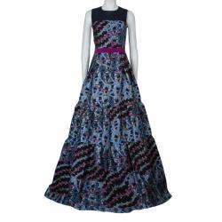 Peter Pilotto Multicolor Wave Jacquard Sleeveless Circuit Gown M
